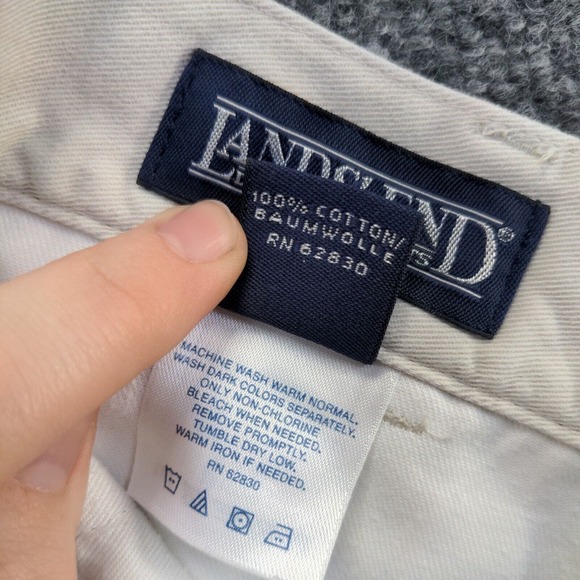 Lands' End Direct Merchants Men's Chino Shorts Beige Size 36 Cotton Slash Pocket - Picture 12 of 12